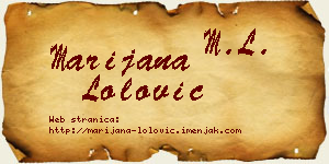 Marijana Lolović vizit kartica
